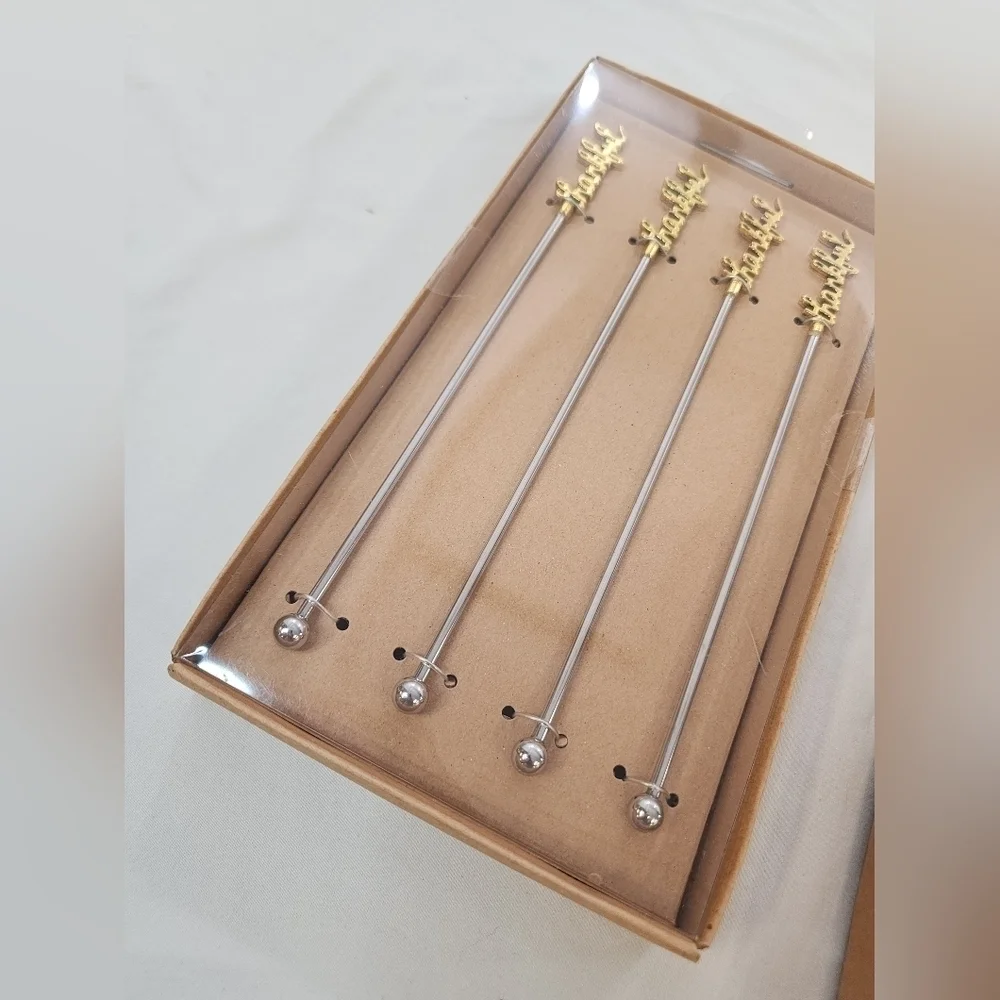 Gold and Silver Cocktail Stirrer 4 Count Set (Price Is Per Set)
